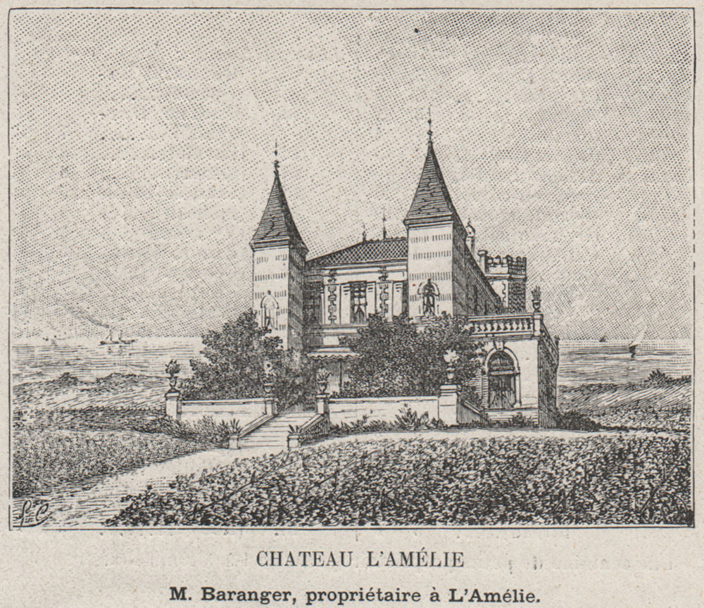 MÉDOC. SOULAC. Chateau l'Amélie. Baranger. Bordeaux. SMALL 1908 old print